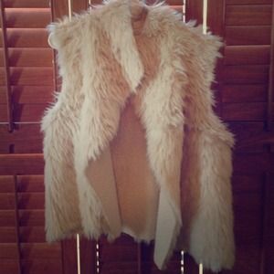 Cream faux fur/suede reversible vest