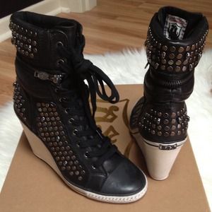 ASH "Tracy" Studded Wedge Sneakers