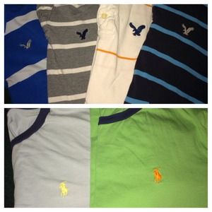 4 ae shirts and 2 polo shirts