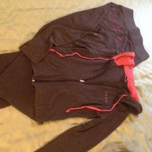 bebe grey 100% cotton rhinestone sweatsuit 💖