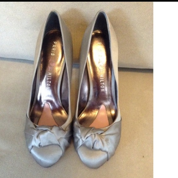 Pair Hilton Satin and Rhinestone Pumps