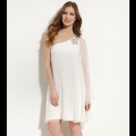white chiffon shift dress Women's Cream Chiffon Frill Sleeve Detail Shift Dress