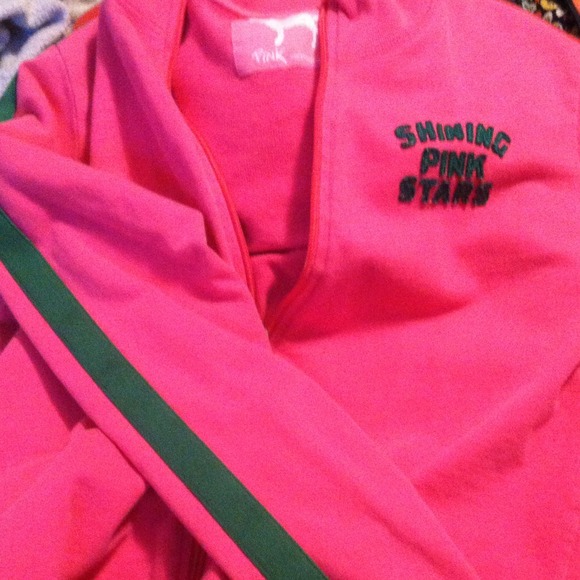 Pink zip up sweat shirt