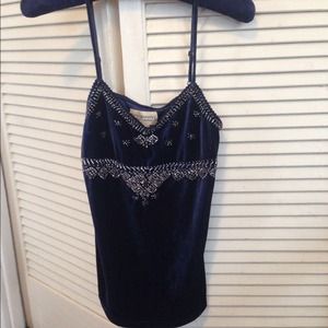 Ralph Lauren velvet cami. Small. Blue w/crystals