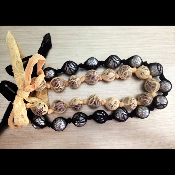 TWO great necklaces--beads and lace