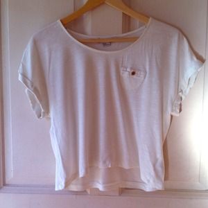 Off white short sleeve cropped top