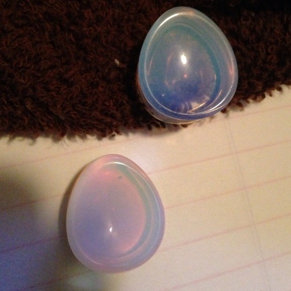 3/4" Opalescent stone teardrop plugs. Gorgeous.