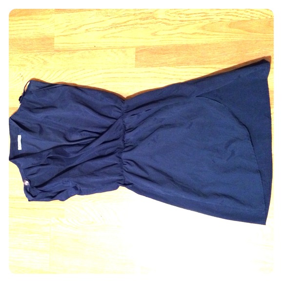 Navy blue cleavage dress!