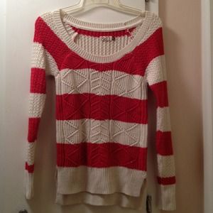 Red and creme striped SO sweater.