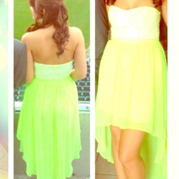 Neon green high low dress