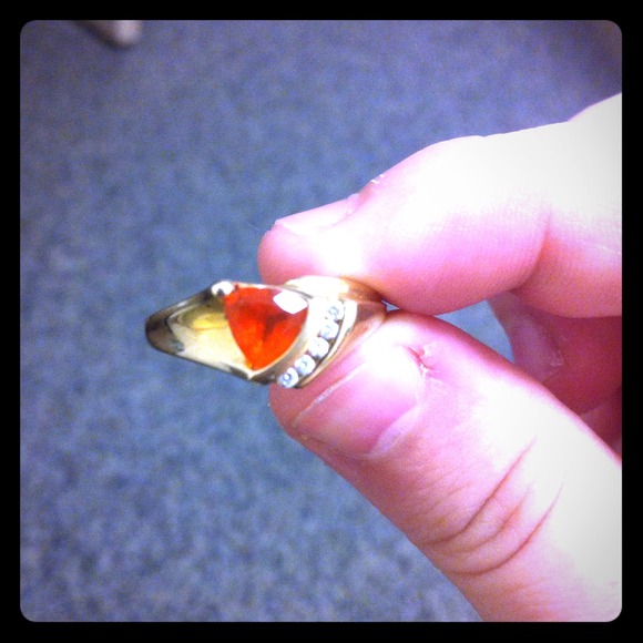 Gold ring with topaz and diamonds