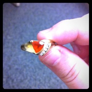 Gold ring with topaz and diamonds