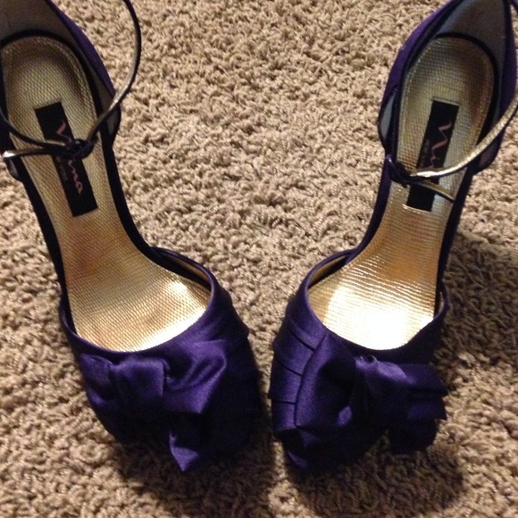 Nina purple ankle strap stiletto heels