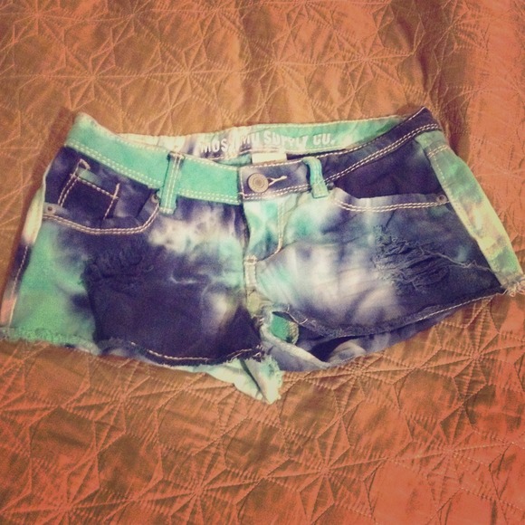 Tye-dye, distressed shorts