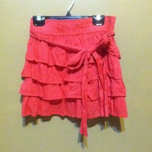 Coral pink bow skater skirt