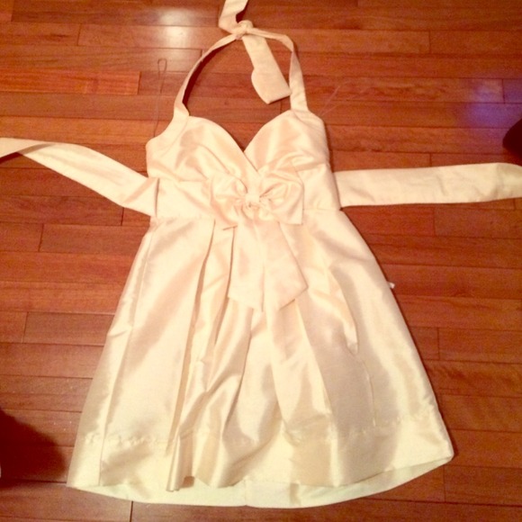 Cream bow halter dress