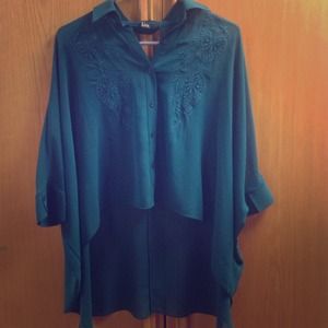 Sheer chiffon dolman sleeve blouse