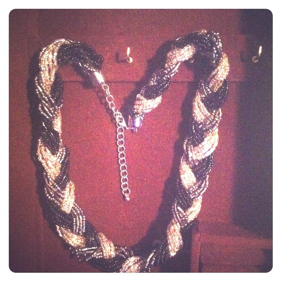 Black white and silver necklace