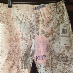 Jolt white skinny stretch Jeans: Metallic Gold
