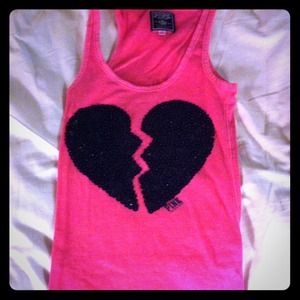 VS Pink tank top with bling heart