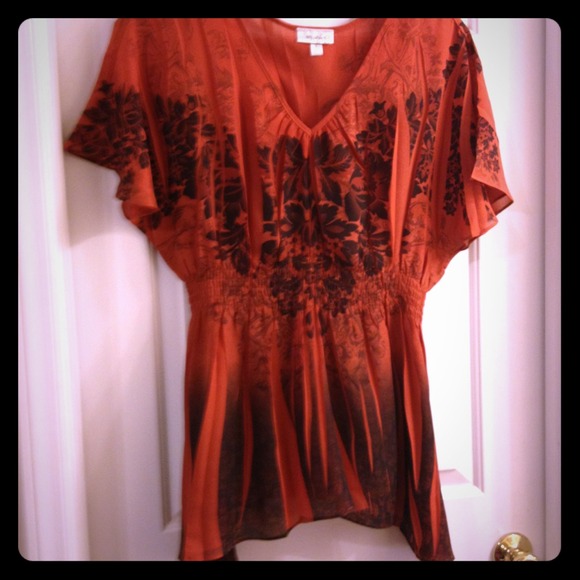 ❌SOLD❌ Orange Empire Waist Top