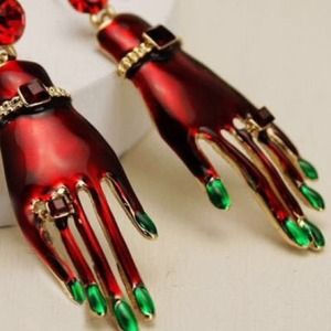 Unique style red hand earrings FInal price !!