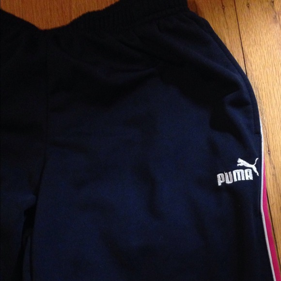Puma Navy Workout Pants with Pink Stripe - Picture 3 of 3