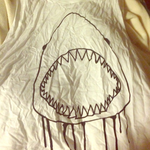 White tank top with shark graphic