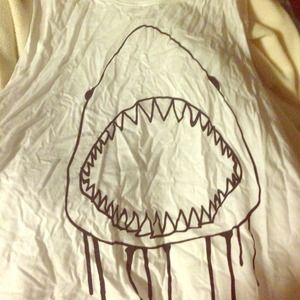 White tank top with shark graphic