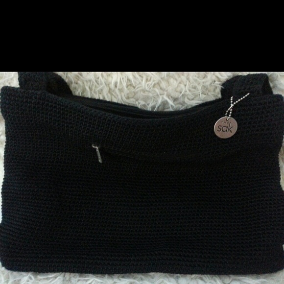 The Sak classic Black Crochet Purse Tote Large Sho