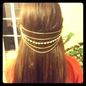 Pearls/gold chains headband