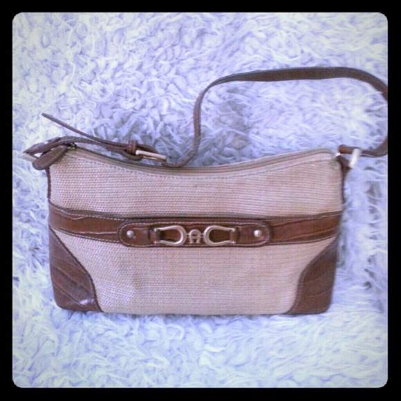 Etienne Aigner Brown Leather with Tan Woven Hemp