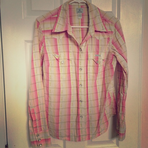 Lucky brand pink plaid button down