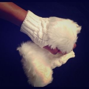 White Fur Gloves
