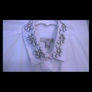 J Crew Jeweled Collar Shirt short sleeves