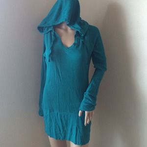 Victoria's Secret Teal Tunic Length Hoodie