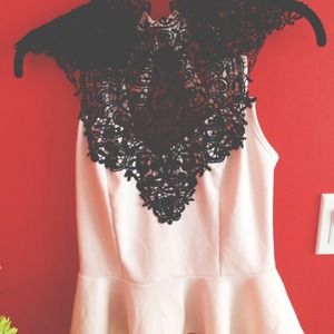 Pink and black lace top