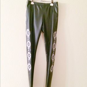Faux black leather leggings