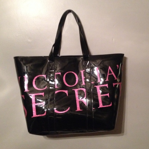 Victoria's Secret sparkly pink and black tote