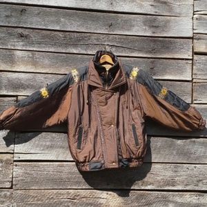 Eyecatching metallic brown winter jacket with