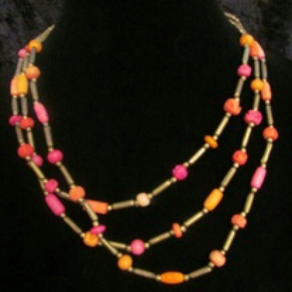 Pink orange and gold necklace no trade no PayPal