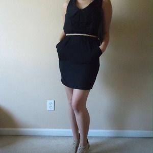 [silence + noise] Ruffle-Front Little Black Dress