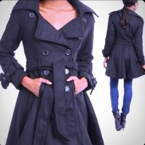 Black wool peacoat