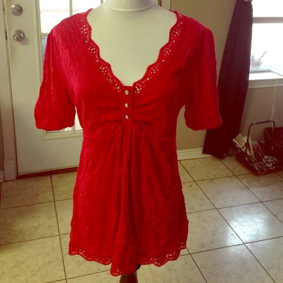 Red polyester top