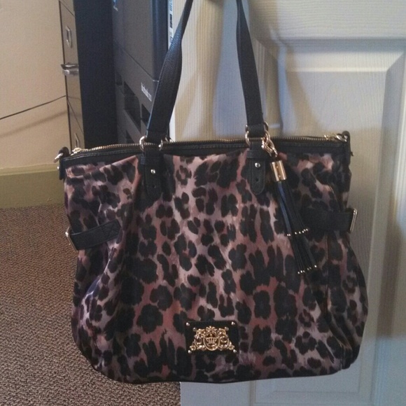 Large Juicy Couture Zip Top Leopard Print Bag - Picture 1 of 4