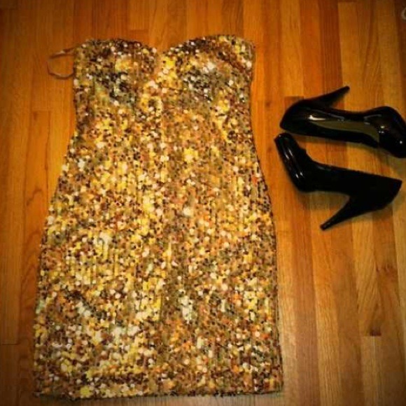 Gold Sequence Bodycon Dress