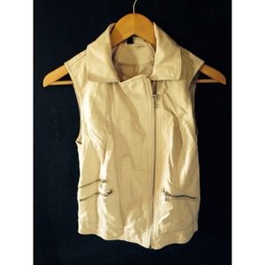 Cream leather vest!
