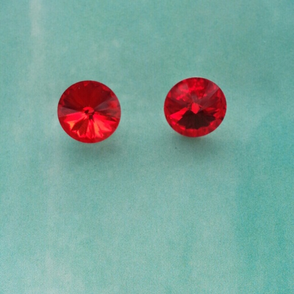 Red swarovski earrings