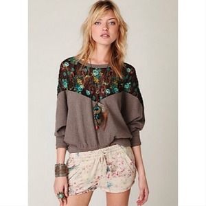 Lace Inset Pullover Sweater
