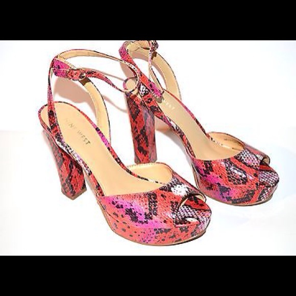 Nine West Calculate Ankle-Strap Sandal Red & Pink